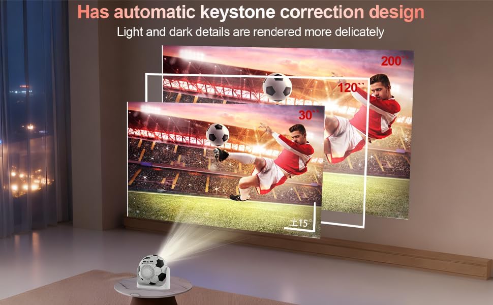 Smart Mini Projector 4K | WiFi + Bluetooth | 1080P resolution, 180° adjustable auto focus, smart keystone voice control